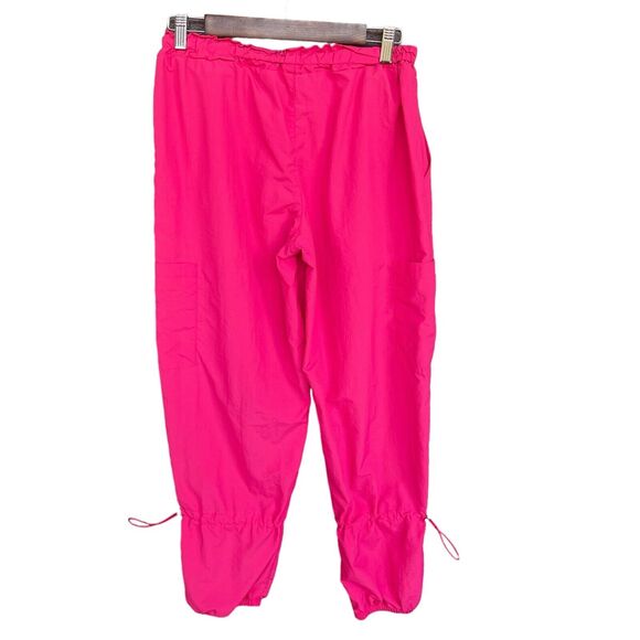 Nylon Pants Womens Small Pink Cinch Waist Gorpcore Casual Lightweight - Picture 2 of 10
